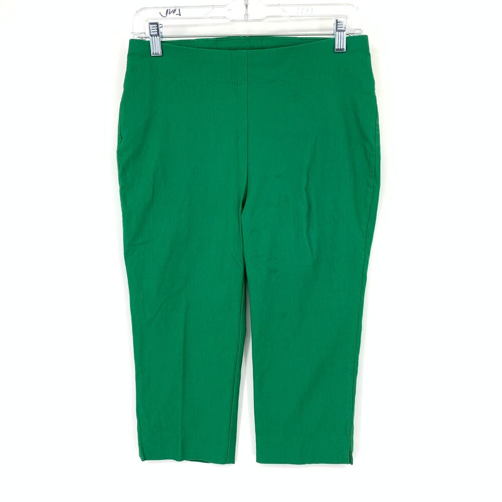 Chicos Capri Pants Womens Size 00 US Sz 2 Bright Green Pull On Waist Stretch